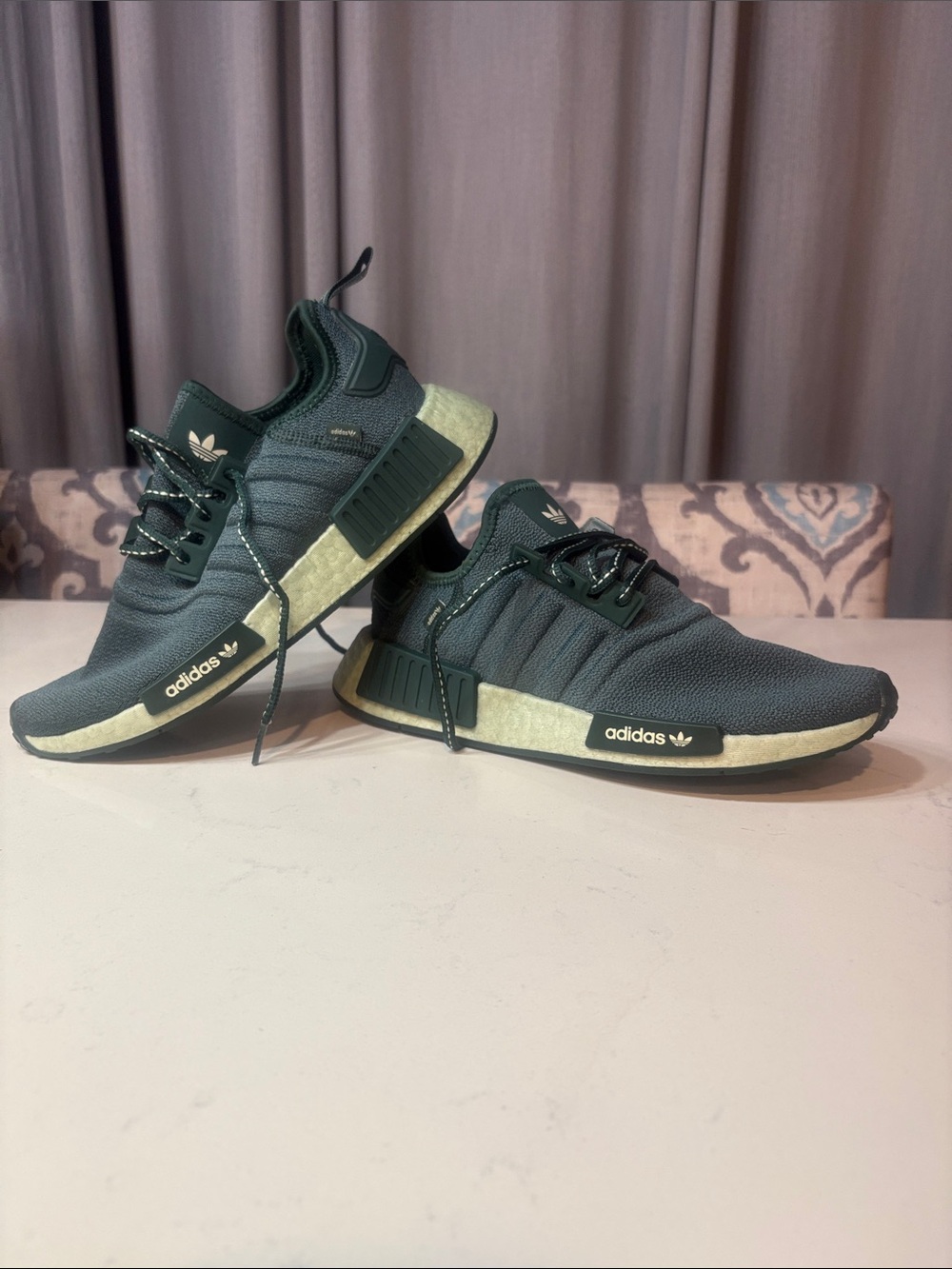 adidas Men's Sneakers in Dark Green with Cream Sole